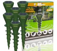 Phosooy 6 Packs Mole Repellents, Solar Powered Motor Vibrate Gopher Deterrent with Spiral Drill Ground Stake, IP65 Waterproof Lawn Garden Yard Pest Repeller Drive Away Vole Snakes Groundhog