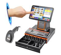 Phosphophyllite Single Screen Smart Cash Register Ticket Tactile Cash Register Professional Cash Register Tactile Cash Register with Cash Register and Keyboard, Suitable for Supermarkets