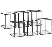 Phosphor Set of 6 PCS Small Glass Hurricane Camdle Holder, Black Candle Holder for Wedding, Party, Holiday.