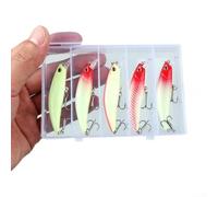 Phosphorescent Minnow Lure Kit For Bass Perch Mackerel Glow In Dark Fishing Bait With Realistic Action Long Cast Design 5pcs Pink Set(B 6.5g)