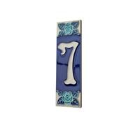 Phosphorescent Rose Design House Number Tiles - Hand-Painted Italian Ceramics, Tile Size: 15 x 4.8 cm (5.9" x 1.9") (Number 7 tile)