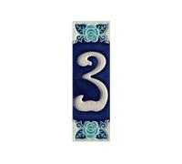 Phosphorescent Rose Design House Number Tiles - Hand-Painted Italian Ceramics, Tile Size: 15 x 4.8 cm (5.9" x 1.9") (Number 3 tile)
