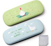 Photect 2 Pack Hard Shell Eyeglass Case with Cleaning Cloth Portable Glasses Holder for Sunglasses Reading Glasses Durable Protective Travel Case Slim Lightweight Storage Box for Men Women(Duck)