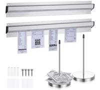 Photect 2 Pcs 16 Inch Restaurant Ticket Holder with 2 Stainless Steel Receipt Holder Spike Aluminum Slide Rack Rail for Restaurant Cafes Kitchen Pub Bar Hotel, Silver