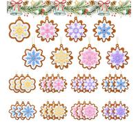 Photect 24 Pcs Christmas Gingerbread Snowflake Ornaments Pastel Snowflake Decorations for Christmas Tree 2.36 Inches Silicone Hanging Ornaments for Party