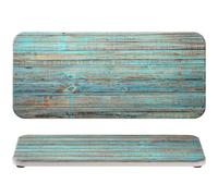 Photect 2Pcs Water Absorbent Diatomite Coasters 8.6x4'' Diatomaceous Earth Drying Ma, Grooved Design Water Absorbing Stone for Home Bathroom Decoration Home Warming Gift(Blue,Wood Grain Style)