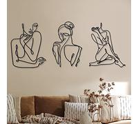 Photect 3 Pcs Metal Wall Art Decor Minimalist Abstract Woman Wall Art Metal Modern Line Drawing Decor Female Single Line Home Hanging for Bedroom Bathroom Living Room Christmas Housewarming(Modern)