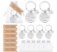 Photect 6 Set Thank You Gift 6 Inspirational Keychains with Four Leaf Clover 6 Tags 6 Organza Bags for Colleague Teacher Friends Graduation Season Farewell Gift