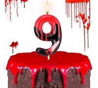 Photect Bleeding Number Candle Halloween Birthday Candle Have a Killer Birthday Cake Topper for Gothic Decoration Horror Themed Halloween Party(Number 9)