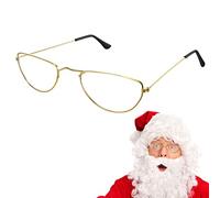 Photect Christmas Half Moon Wire Framed Glasses Clear Lens Costume Glasses Santa Costume Accessory for Christmas Halloween Fancy Dress Party Dress up Cosplay Women Men