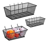 Photect Pegboard Wire Baskets Accessories Hanging Wall Organizer 3 Sizes Pegboard Bins Basket Home Garage Multi Fit Organizer for Slatwall(Black,3 Pcs)