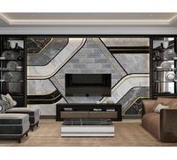 Photo 3D Wallpaper Gray Marble Wall Tiles 400x280cm,Modern Geometric Mosaic Silk Cloth Wall Art for Bedroom Living Room
