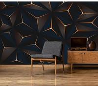 Photo 3D Wallpaper Modern Minimalist Golden Line 230x180cm，Nordic Abstract Geometry Silk Cloth Wall Art for Bedroom Living Room