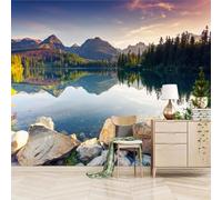 Photo 3D Wallpaper Natural Mountains and Water 300x240cm，Primeval Forest Silk Cloth Wall Art for Bedroom Living Room