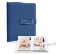 Photo Album 4x6 Photos - 68 Pockets Small Mini Capacity Premium Vegan Leather Cover Case, Portable Wallet Photo Book for Boys Girls Birthday Wedding (Dark Blue)