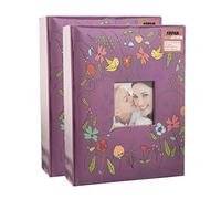 Photo Album 6x4" 10x15cm for 200 Photos Slip In - Pack of 2 Bird Purple Slip In Photo Albums | Photo Albums 6x4 200 Photos Slip In | Photos Album with CD Pocket and Personalised Window Cover