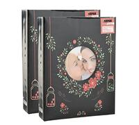 Photo Album 6x4"/10 x 15cm for 200 Photos, Slip in Case Album Pack of 2 (Black Floral)