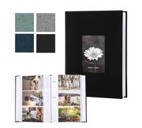 Photo Album 6x4-200 Photos Linen Cover Photo Books with 200 Horizontal Pockets,Slip-in Picture Albums for Family Wedding Anniversary Baby Vacation Pictures (1, Black)