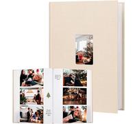 Photo Album 6x4 450 Photos with Writing Space, 6x4 Photo Album Linen Cover with Front Window, 4x6 Picture Album,4x6 Photo Album Book for Wedding Kids Travel Family Baby Pictures (Khaki)