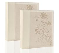 Photo Album 8x10 2 Packs Clear Pages Pockets Leathe Cover Slip Slide in Photo Album Each Holds 50 Vertical 8x10 Photos Picture Book for Wedding Family (Beige)