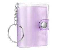 Photo Album Keyring - Mini Transparent Binder with 24 Pockets | Portable Photo Frame for Children Adults Men Women, School Backpack Accessory for Birthday Weddings, purple, Please refer to the