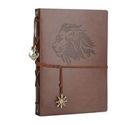 Photo Album Scrapbook, AIOR Refillable Black Pages Scrap Book, Vintage Leather Memory Book DIY Wedding Guest Book, Birthday Gift for Children, Anniversary Present for Men Women, lion