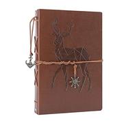 Photo Album Scrapbook, AIOR Vintage Leather Scrap Book Refillable Black Page DIY Memory Guest Book, Birthday Gift for Mum Dad Children, Wedding Anniversary Present for Men Women, Deer Brown