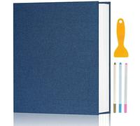 Photo Album Self Adhesive Pages for 4x6 5x7 8x10 Pictures Scrapbook Magnetic Photo Albums with Sticky Pages Books with A Metallic Pen for Baby Wedding Family 13.2x12.8 Blue 120 Pages