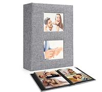 Photo Albums 6x4, 50 Pages 200 Photos, Black Pages, Linen Photo Album, Slip In Photo Album 10 x 15cm Large Capacity, Perfect Gifts For Anniversary, Baby, Wedding, Birthday, Family