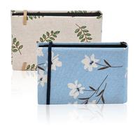 Photo Albums 6x4 Slip In, ADERTOS 2 PCS Photo Album Book Mini Flip Photo Album Holds 100 Portrait, Small Portable Memory Book with Linen Cover for Wedding Holiday Family Birthday Travel (Flower&Leaf)