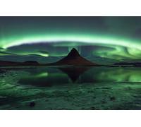 Photo Art Wall Mural-NORTH LIGHT MOUNTAIN-(6142)-NON WOVEN-Wallpaper-Sky Sun XXL