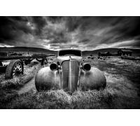 Photo Art Wall Mural-VINTAGE ABANDONED CAR-(6158)-NON WOVEN-Wallpaper-Sky In XXL