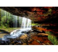 Photo Art Wall Mural-WATERFALL-(6111)-NON WOVEN-Wallpaper-Water Rocks Cliff XXL
