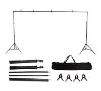 Photo Backdrop Stand Kit 2x3m, Adjustable Photo Studio Backdrop Support System, Retractable Background Stand with Crossbars and Clips for Live Streaming, Ecommerce and