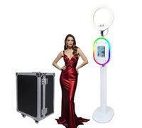 Photo Booth Compatible with iPad 10.2" 10.9" 11" 12.9" 13" with Ring Light and RGB Light Shell Stand Selfie Photobooth Machine for Events Rental Wedding (White Panel, Photo Booth Machine)