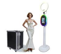 Photo Booth Compatible with iPad 10.2" 10.9" 11" 12.9" 13" with Ring Light and RGB Light Shell Stand Selfie Photobooth Machine for Events Rental Wedding (Black Panel, Photo Booth Machine)