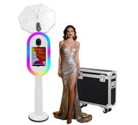 Photo Booth Compatible with iPad 10.2"-13" and Camera, with Flashlight & Height Adjustable, Selfie DSLR Photo Booth Machine for Rental Wedding Birthday Parties Events (White, Photo Booth)