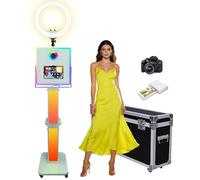 Photo Booth Compatible with iPad 10.2"-13" and Camera, with RGB LED Fill Light & Lightbox, Selfie DSLR Photo Booth Machine for Rental Wedding Parties Events Graduation (Photo Booth + Printer + Camera)