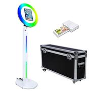 Photo Booth Compatible with iPad 10.2"-13", with Music-Synced Light & Flight Case, Selfie Photo Booth Photobooth Machine for Rental Wedding Events Graduation (White, Photo Booth + Printer)