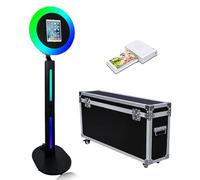 Photo Booth Compatible with iPad 10.2"-13", with Music-Synced Light & Flight Case, Selfie Photo Booth Photobooth Machine for Rental Wedding Events Graduation (Black, Photo Booth + Printer)