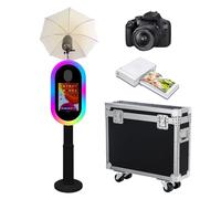 Photo Booth Compatible with iPad Photo Booth for 10.2"-13" with RGB Light and Flashlight Shell Stand Selfie Photobooth Machine for Events Rental (Black, Machine+Camer Mini Printer)