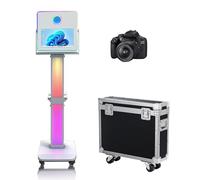 Photo Booth Machine 15.6 inch Selfie Portable Touch Screen Photobooth with RGB Light,Mirror Photo Booth with Flight Case for Wedding Party Events (Machine+Camera)