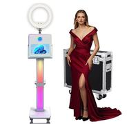 Photo Booth Machine 15.6 inch with Ring Light Selfie Portable Touch Screen Photobooth,Mirror Photo Booth with Flight Case for Wedding Party Events (Photo Booth Machine)