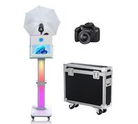 Photo Booth Machine 15.6 inch with Soft-Light Umbrella Selfie Portable Touch Screen Photobooth,Mirror Photo Booth with Flight Case for Wedding Party Events (Machine+Camera)