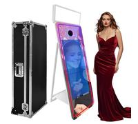 Photo Booth Machine with Touch Screen, Interactive Mirror Photo Booth for Event Party Wedding Rental, Includes Flight Case and Camera，color: White(43''Touch Screen)，size: 65'' Machine