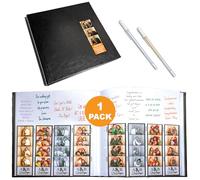 Photo Booth Nook | Photo Booth Album (1 count) | Black Cover - 40 White Pages | 160 Slots for 2x6 Photo Strips | 2x6 Cover Picture Slot | Silver and Gold Gel Pens