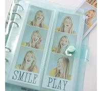Photo Booth Photo Album - 6 Ring Glitter Notebook Sparkle Binder With 20 2x6 Photo Sleeves - Fits 80 Slide In Photobooth Strips (2x6, SEAFOAM)