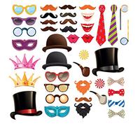 Photo Booth Props, posters & signs for Weddings Christmas Birthday Party Fun - 2 sets with A4 poster