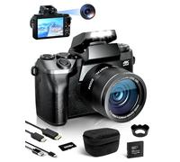 Photo camera per Bambini, 64mp, 16X, telecamera di illuminazione per Bambini, Con scheda SD da 32 GB, giocattolo Con schermo da 4.0", 1080P, photo camera digital anti-goccia (2black)