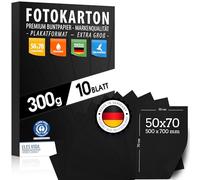 Photo Card Black 300 g/m² - Premium Paper Drawing Paper - 50 x 70 cm - Blank for Crafts, Craft Cardboard, Presentations, Crafts, School Paper for Nursery, Cardboard Made in Germany